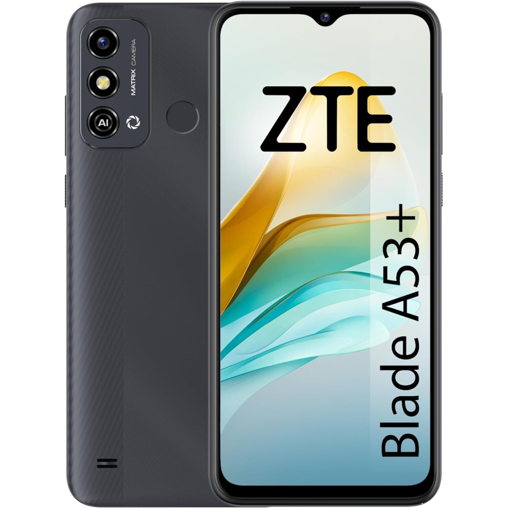 ZTE Blade A53+, Smartphone 6.52" HD+, 2GB, 64GB, Cámara 13MP, Batería de 4000mAh, Carga rápida 10W, Dual SIM,