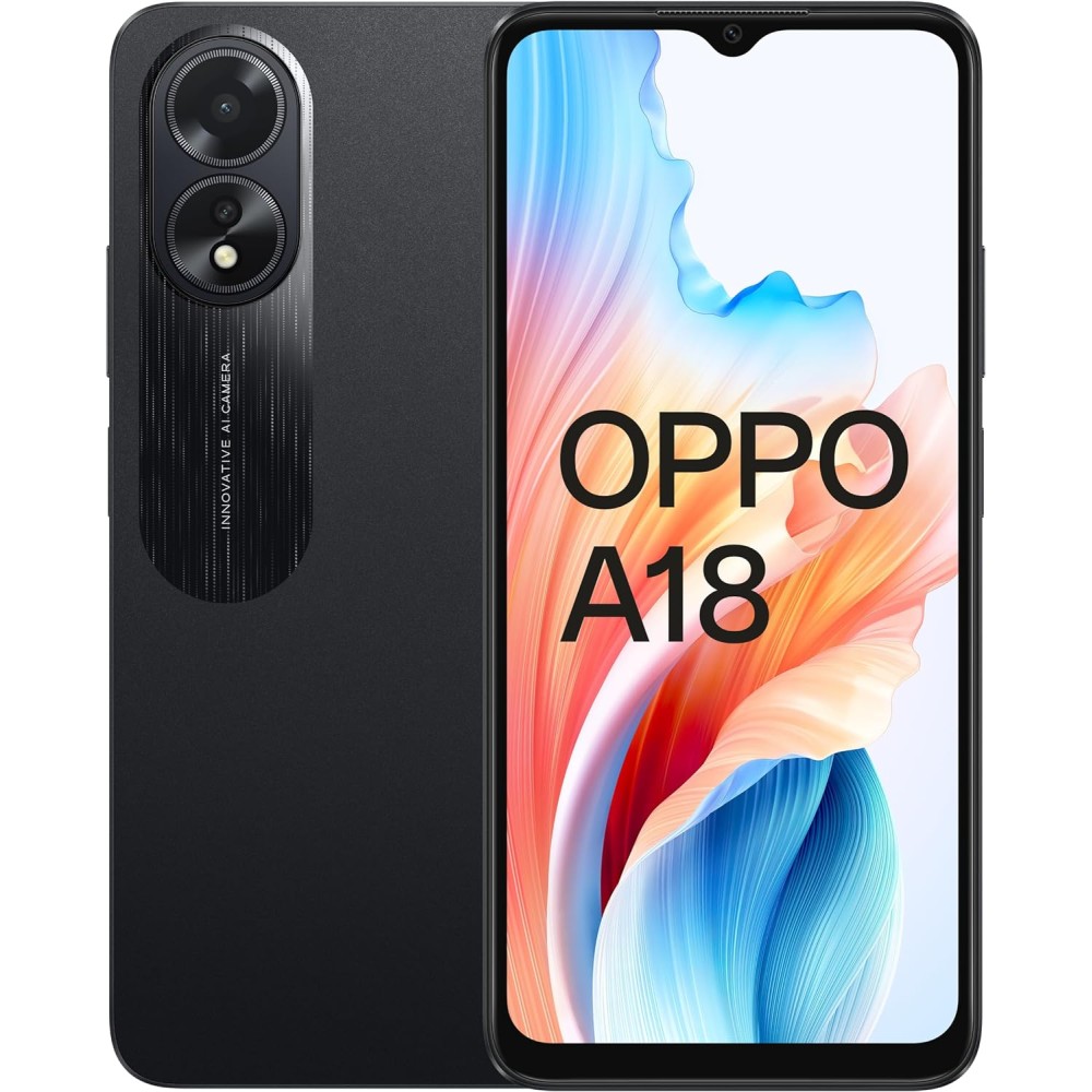 OPPO A18 - 4/128GB, Pantalla HD+LCD 6.6", Cámara 8+2+5MP, Android, Batería 5000mAh, Carga 10W