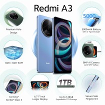 Xiaomi Redmi A3, Negro, 128 GB, 4 GB RAM, 6.71" HD+, MediaTek Helio G36, 5000 mAh, Android