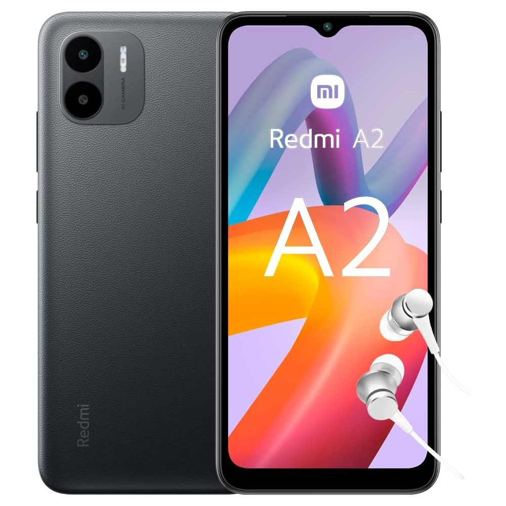 Xiaomi Redmi A2, Negro, 64 GB, 3 GB RAM, 6.52" HD+ Dot Drop Display, MediaTek Helio G36, 5000 mAh, Android